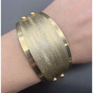 Emmons Cuff Bracelet 1970 Golden Odyssey 1974 Textured Statement 6.75 In Vintage